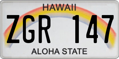 HI license plate ZGR147