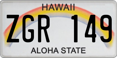 HI license plate ZGR149