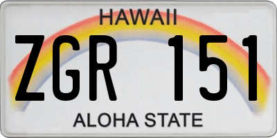 HI license plate ZGR151