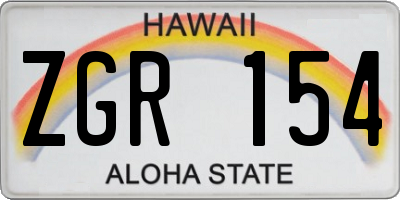 HI license plate ZGR154