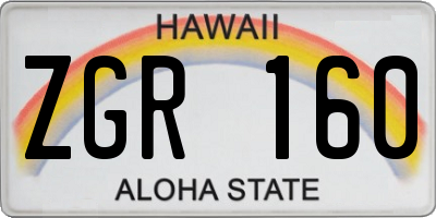 HI license plate ZGR160