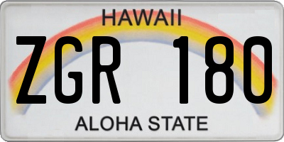 HI license plate ZGR180