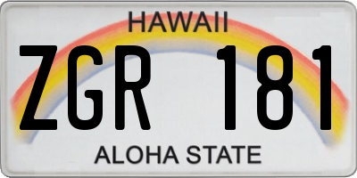 HI license plate ZGR181