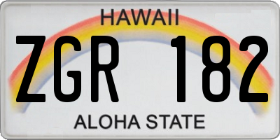 HI license plate ZGR182