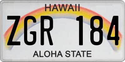 HI license plate ZGR184