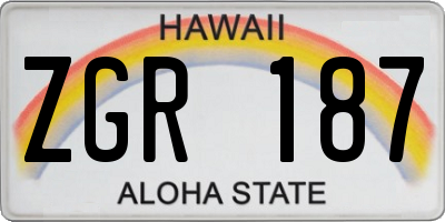 HI license plate ZGR187