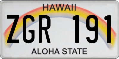 HI license plate ZGR191