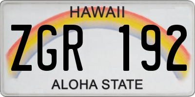 HI license plate ZGR192