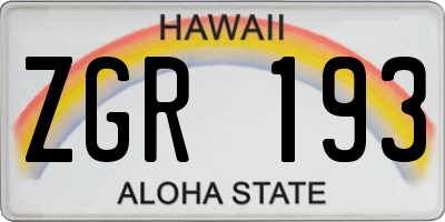 HI license plate ZGR193