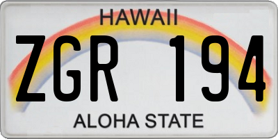 HI license plate ZGR194