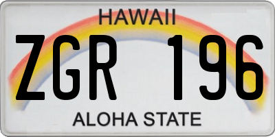 HI license plate ZGR196