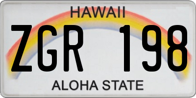 HI license plate ZGR198