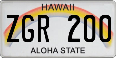 HI license plate ZGR200