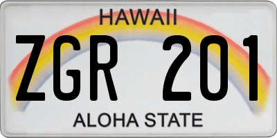 HI license plate ZGR201
