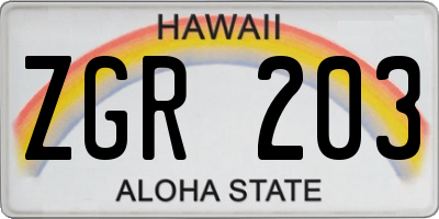 HI license plate ZGR203