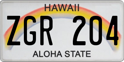 HI license plate ZGR204
