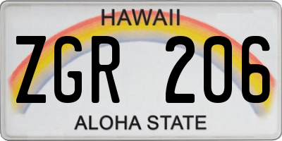 HI license plate ZGR206