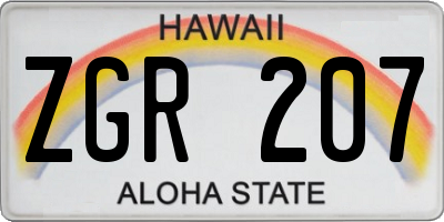 HI license plate ZGR207