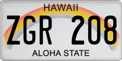 HI license plate ZGR208
