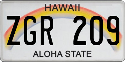 HI license plate ZGR209