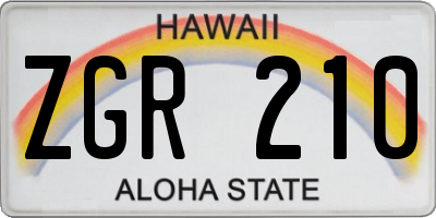 HI license plate ZGR210