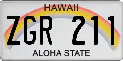 HI license plate ZGR211