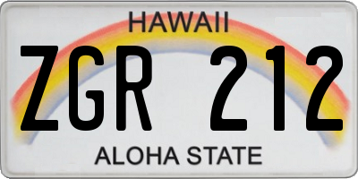 HI license plate ZGR212