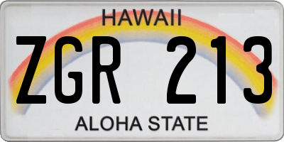 HI license plate ZGR213