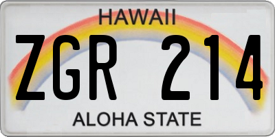 HI license plate ZGR214