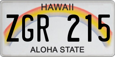 HI license plate ZGR215