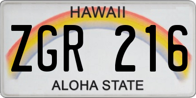 HI license plate ZGR216