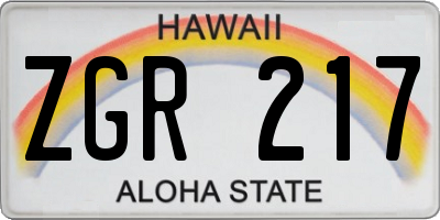 HI license plate ZGR217