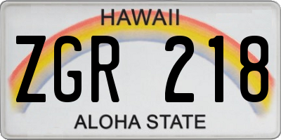 HI license plate ZGR218