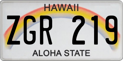 HI license plate ZGR219