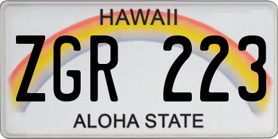 HI license plate ZGR223