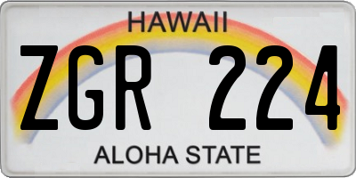 HI license plate ZGR224