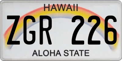 HI license plate ZGR226
