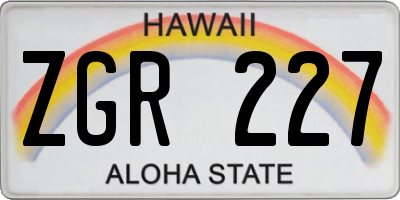 HI license plate ZGR227