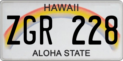 HI license plate ZGR228