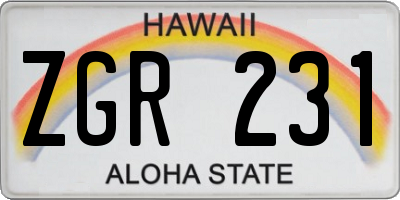 HI license plate ZGR231