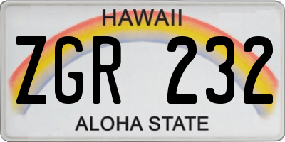 HI license plate ZGR232