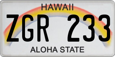 HI license plate ZGR233