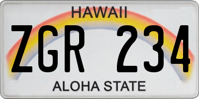 HI license plate ZGR234