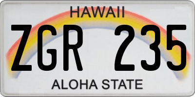 HI license plate ZGR235