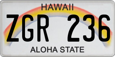 HI license plate ZGR236