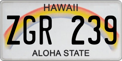 HI license plate ZGR239