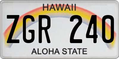 HI license plate ZGR240