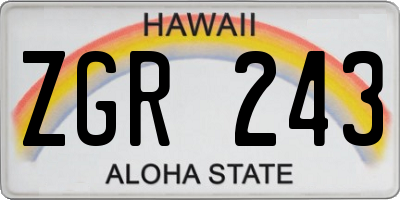 HI license plate ZGR243