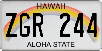 HI license plate ZGR244