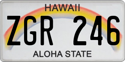 HI license plate ZGR246